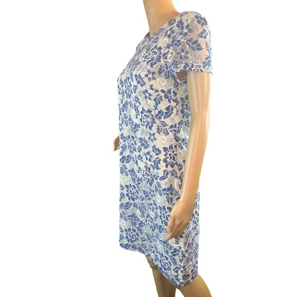 tommy hilfiger Womens Short Sleeve Floral Swing Lace Dress Size 4 Nautical Coast - Picture 4 of 8